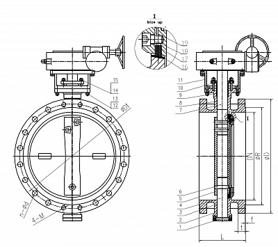 Затворы дисковые с двойным эксцентриситетом и уплотнением EPDM